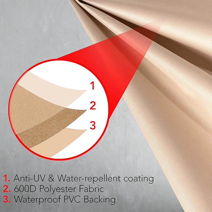 GrillTough Heavy Duty BBQ Grill Cover for Outdoor Grill, 72 Inch – Waterproof, Weather Resistant, UV & Fade Resistant with Adjustable Straps – Gas Grill Cover for Weber, Genesis, Charbroil, etc. Tan