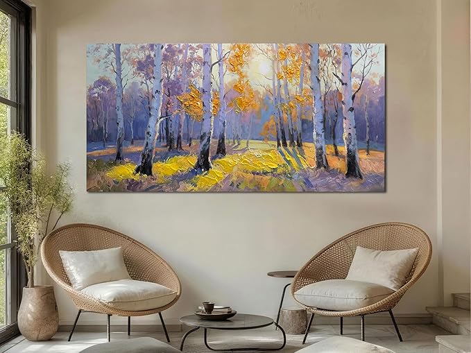 Brushart Forest Canvas Wall Art Nature Extra Large Textured Picture, Painting Wall Decor Living Room Artwork for Walls Bedroom Home Office 58"x29"