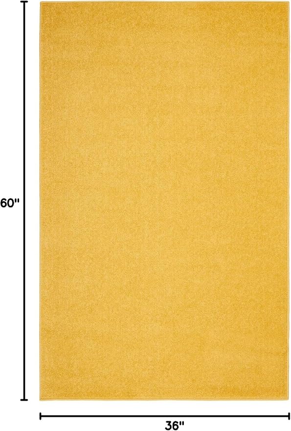 Nourison Home Nourison Essentials Yellow 3' x 5' Area Rug - Easy Clean, Non Shedding, Bed Room, Living Room, Dining Room, Kitchen (3' x 5')