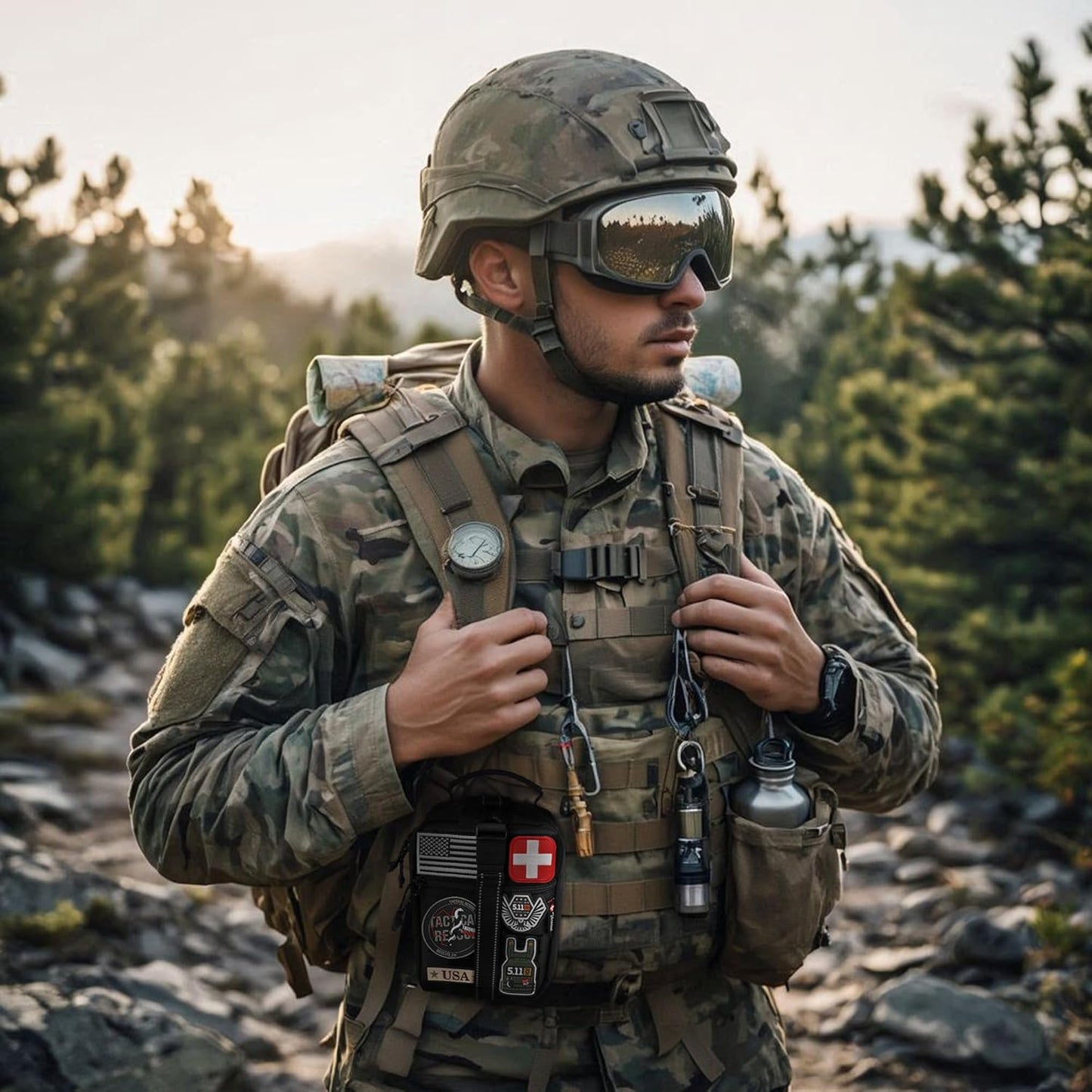 Survival First Aid Kit - Tactical Military Combat IFAK with Israeli Bandage & Tourniquet | Black
