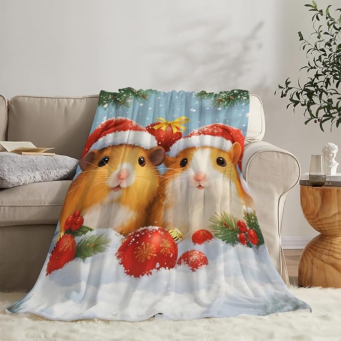 Guinea Pig Blanket Cute Christmas Guinea Pig Throw Blanket Soft Cozy Fleece Fuzzy Stuffed Plush Flannel Gifts for Girls Women Boys Kids Adults 50"X60"