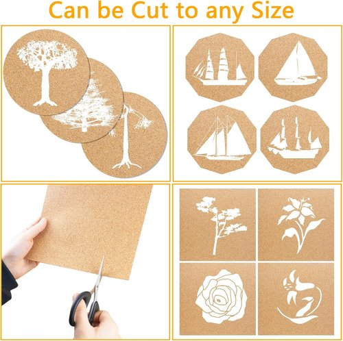Cork Sheets by [Brand Name] - 10 PCS Self-Adhesive Tiles for Coasters & DIY Crafts | 11.69x8.26 Inches