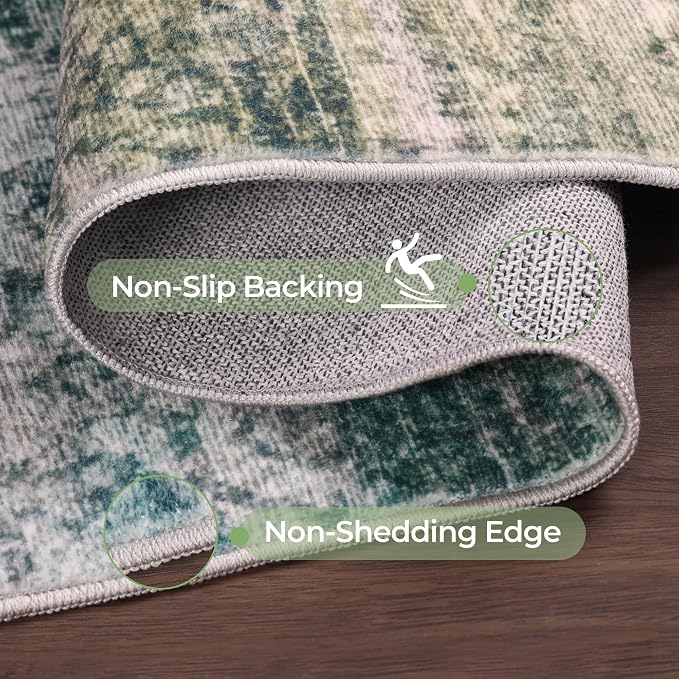 Kokia Abstract Area Rug Washable 2x3 Non-Slip Stain Resistant Entryway Rug Soft Indoor Mat for Kitchen Door Decor, Oslo Teal