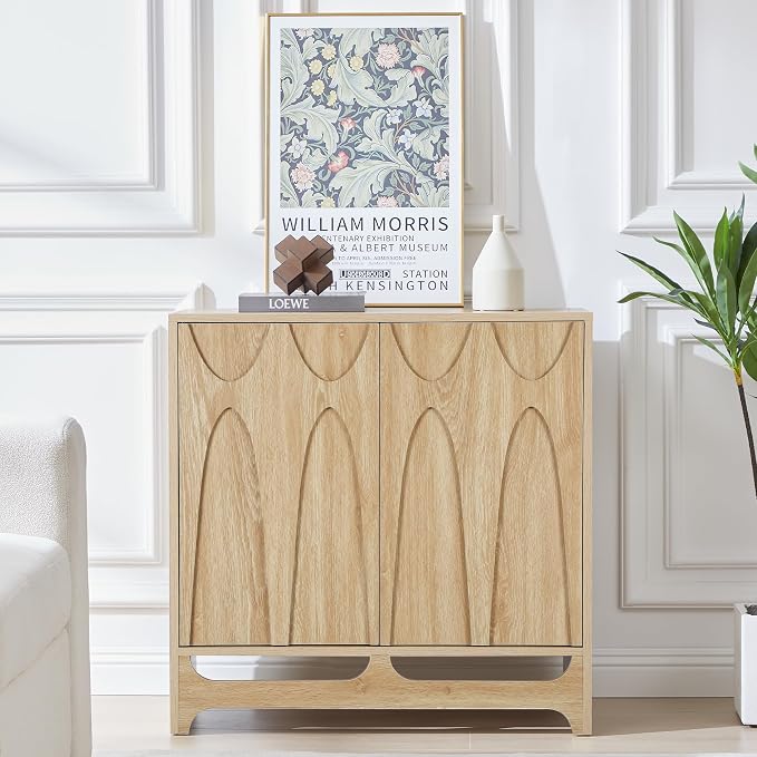 Bifins Sideboard Buffet Cabinet with Storage, 31.5” Mid Century Modern Storage Cabinet with Adjustable Shelf and 2 Doors for Dining Room, Living Room,Entry
