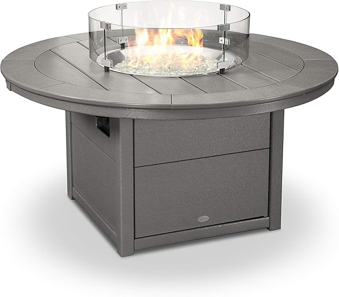 POLYWOOD® Round 48" Fire Pit Table in Slate Grey