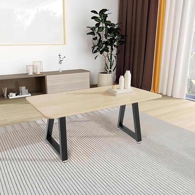 22 Inch Metal Desk Table Legs, Trapezoid Metal Coffee Table Legs,Heavy Duty Industrial Dinning Desk Leg with Adjustment Feet Pads (Bear Up to 800lb)