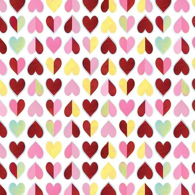 Jillson Roberts Gift Wrap, Sparkling Hearts (8 Rolls 5 feet x 30 inches)