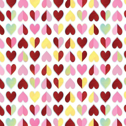 Jillson Roberts Gift Wrap, Sparkling Hearts (8 Rolls 5 feet x 30 inches)