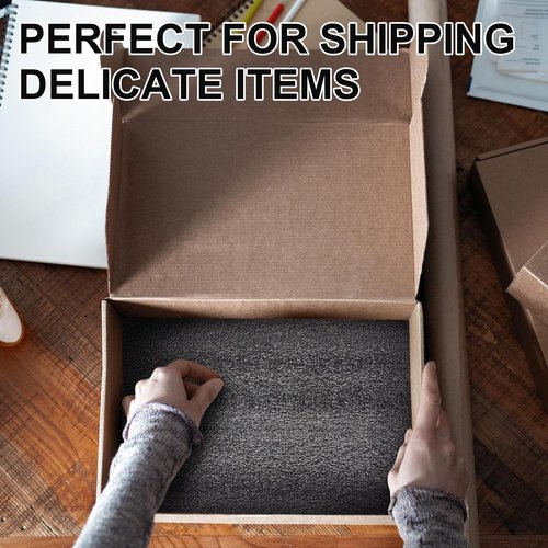Frienda Polyethylene Foam Sheet - 12 Pcs Thick Black Packing Inserts | Customizable 12" x 8" x 0.5" for DIY Projects