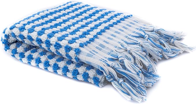 Organic Turkish Cotton Hand Towels for Bathroom | Oversized - 17 x 35 Inches | Large Soft Plush Fluffy Highly Absorbent Towels for Kitchen, Hand and Face (Sky Blue, Hand Towel)