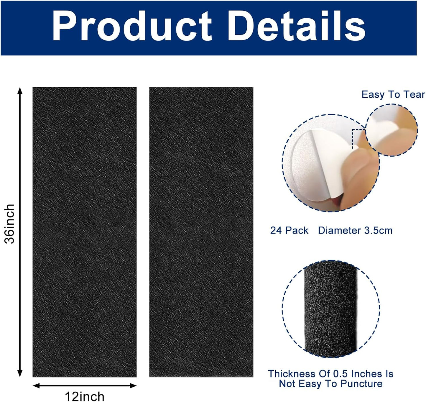 Skiennix Dart Board Wall Protectors - Black Felt Tiles for Cork Dartboard Backing | 36" H x 25" W x 0.5" Thick