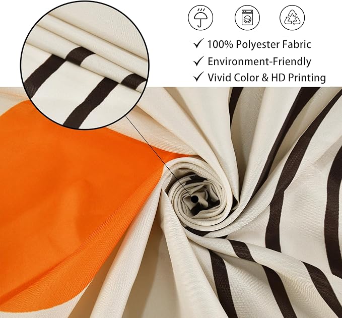 Boho Mid Century Modern Shower Curtain, Abstract Arch Leaf Minimalist Sun Beige Machine Washable Waterproof Fabric for Bathroom Decor Bathtub with Hooks 72x72