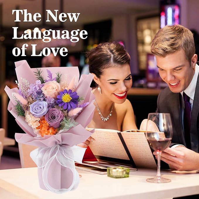 Jtoder Forever Flowers for Delivery, Preserved Flower Bouquets, Long Lasting Purple Roses, Gifts Bouquet for Mother Wife Girlfriend on Festivals Birthday Anniversary
