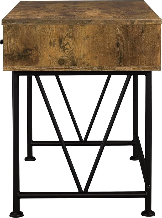 Coaster Home Furnishings Analiese Rustic 47-Inch 3-Drawer Home Office Computer Writing Desk Study Table with Storage Engineered Eco-Friendly Wood Look Laminate Sturdy Steel Rustic Nutmeg 801541