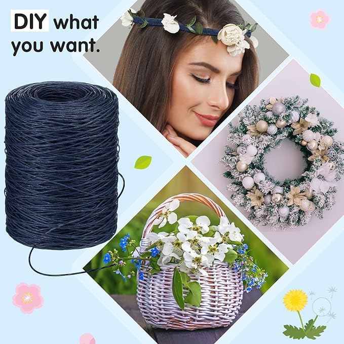 Syhood 673 Feet Floral Vine Bind Wire Rustic Wrapping Wire for Flower Bouquets(Dark Blue)