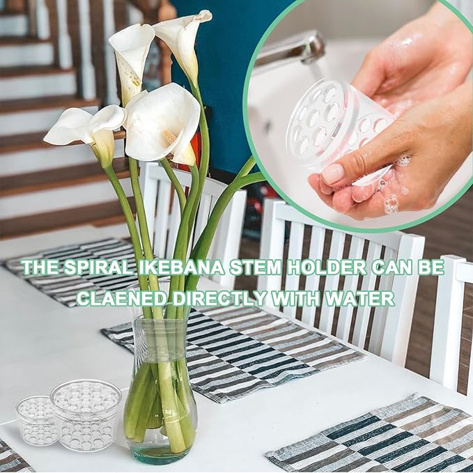 2 Pack Spiral Ikebana Stem Holder for Flowers - Clear Floral Frog Arranger for DIY Bouquet, Vase Display, Flower Arrangement Supplies, Wedding & Home Decor(Clear, S+L)