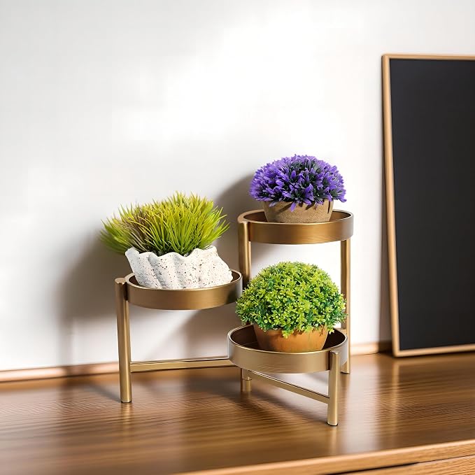 Harvest Land Plant Stand 3 Tier Indoor Metal Flower Shelf Corner Tabletop Holders for Garden Balcony Living Room Bedroom Patio Bronze