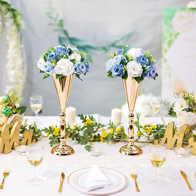 Flower Centerpieces for Wedding Tables: Wedding Table Decorations Dusty Blue & White Flower Balls Centerpieces for Engagement Cerebration Party Center Pieces 6 Packs