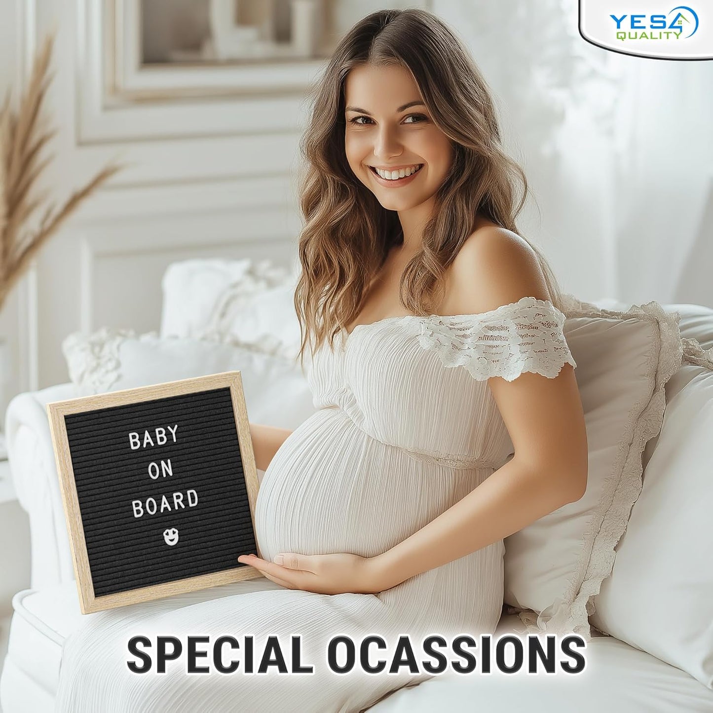 Yes4Quality Felt Letter Board - 10x10 Black Customizable Message Board with 170 Letters & Emojis for Home Decor & Office Use