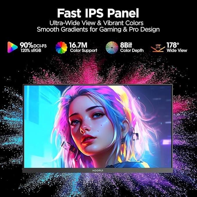 KOORUI 27 Inch 1440p Gaming Monitor 200Hz, 1ms, Fast IPS Screen, HDR400, 95% DCI-P3 Color Gamut, Height/Pivot/Tilt Adjustability, Adaptive Sync Technology, HDMI & DP Ports, 2K Monitor, Black, G2722P