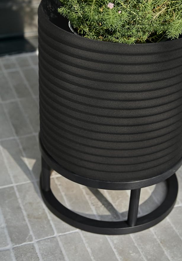 Veradek Mod Series Raised 13" Short Planter for Patio & Backyard | Durable Plastic-Stone Material w/Wooden Stand | Modern Décor for Plants & Flowers