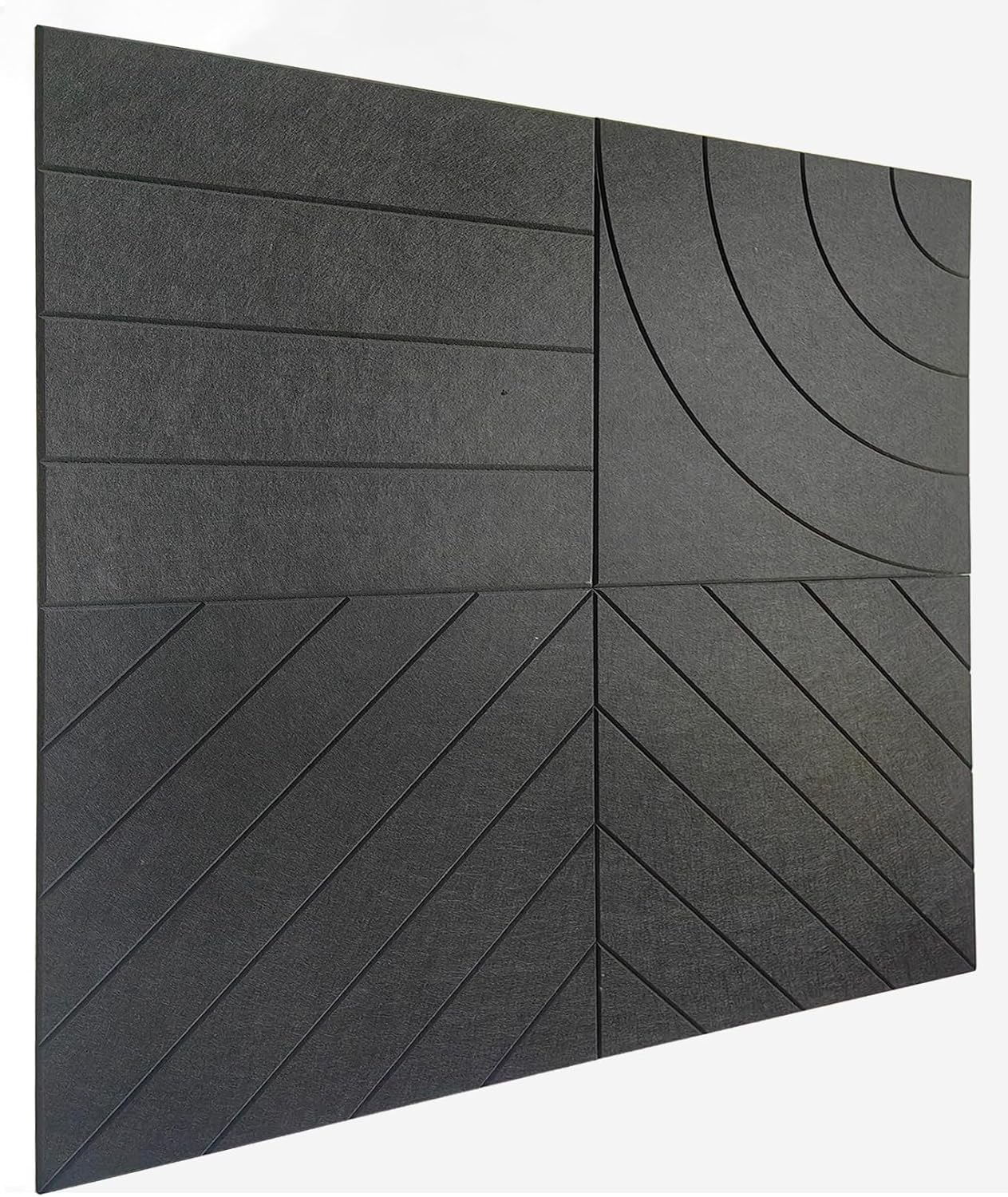 Acoustic Panels by 21.65 | Large Sound Absorbing Wall Panels - 4-Pack Black Felt Tiles for Home, Office & Studio