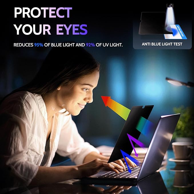 Peslv Privacy Screen for MacBook Air 15 Inch (2023-2025, M2, M3, M4)- A2941 A3114 A3241, MagicSuction™ Removable Anti Spy Black Protector, Glare Blue Light Filter for Mac Laptop Computer