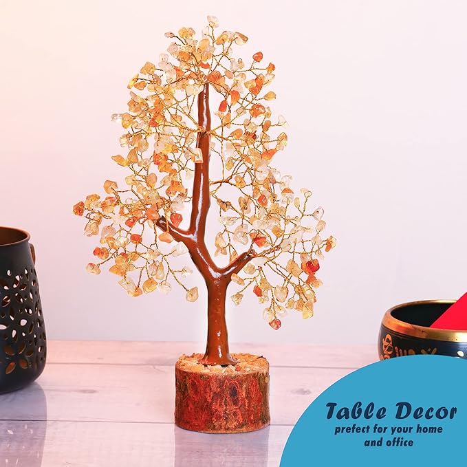 YATHABI Citrine - Crystal Tree - Gemstone - Feng Shui Money Tree - Tree of Life Decor - Spiritual Gift - Natural Crystal Decor - Bonsai Tree - Chakra Stone - Good Luck Charm