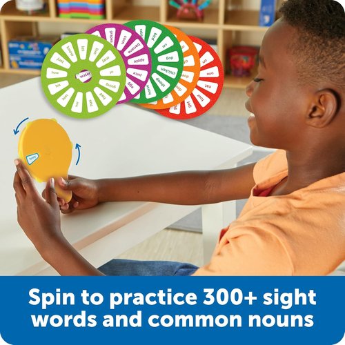 Learning Resources Sight Words Quiz Wheel - Engaging Reading Game for Kids Ages 5+ | 16 Flash Cards