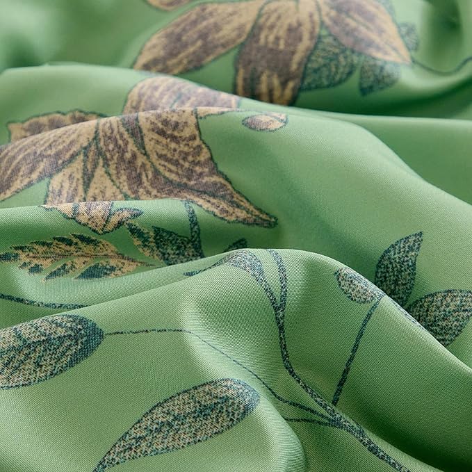 Garden Style Green Comforter Set Queen Vintage Flower Bedding Comfortet Set Soft Microfiber Bedding Set 1 Green Floral Comforter and 2 Pillowcases Chic Botanical Comforter Set for Girls Women