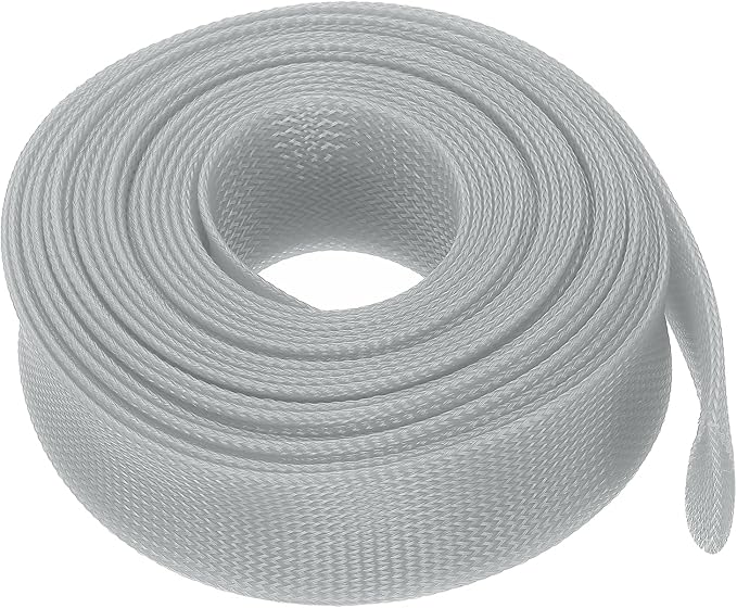 uxcell Expandable Sleeving, 1 1/2-inch 25ft Cable Sleeve, Gray