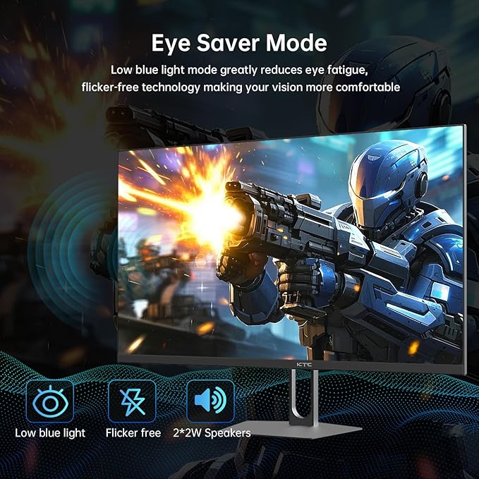 KTC 27 Inch QHD Gaming Monitor, 2K 200Hz Up to 210Hz 1ms Fast IPS Computer Monitor, HDR400, 1440P with Adaptive Sync, Built-in Speakers, HDMI Displayport, Tilt Adjustment, VESA Compatible, H27T22C-3