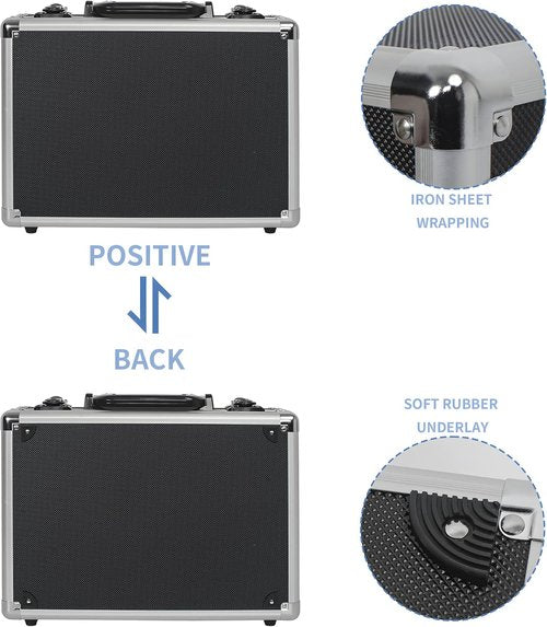 Hard Shell Carrying Case for Wireless Mic System & Camera Gear - Sturdy Aluminum Alloy, Customizable Foam, 14 Inch | Black