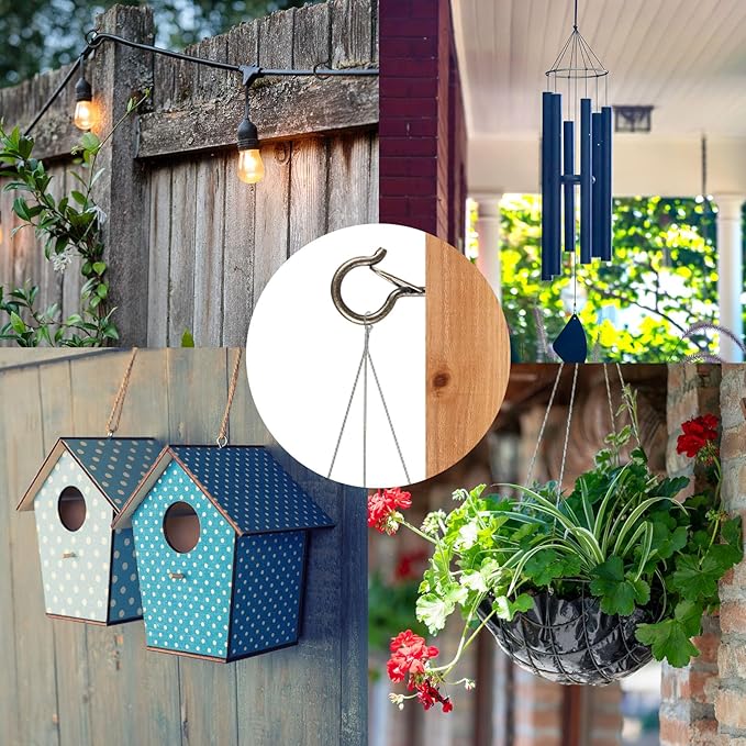 FSAH 24 PCS Q-Hanger Hooks, Screw Hooks for Outdoor String Lights, Safety Buckle Design Cup Eye Hook for Hanging Christmas Lights, Plants, Mounted on Wall Ceiling, Include 1 Wing Nut Driver, Copper