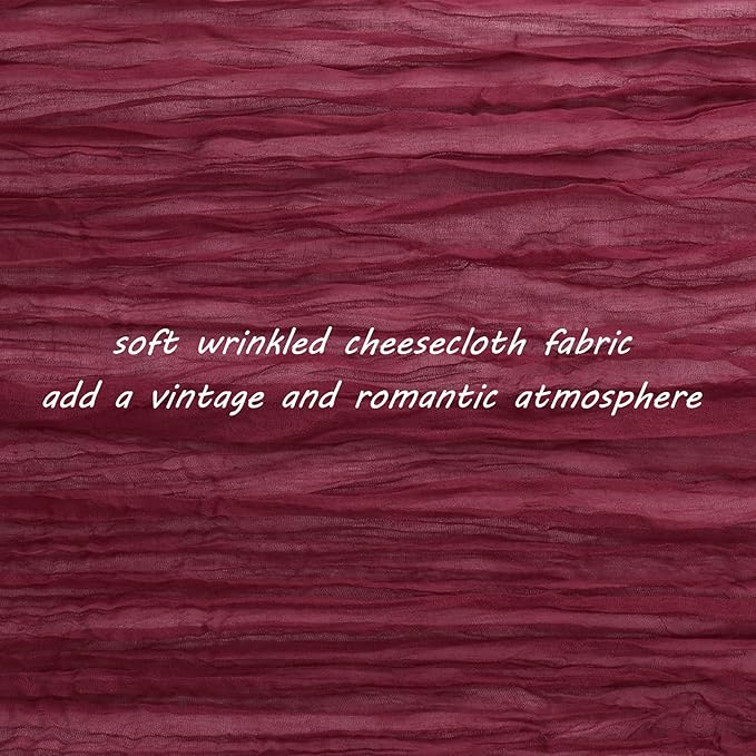 12 Pack Cheesecloth Table Runner 35x72 Inch Boho Gauze Table Runner Rustic Cheese Cloth Long Romantic Table Runners for Wedding Bridal Shower Birthday Party Table Decor (Burgundy)
