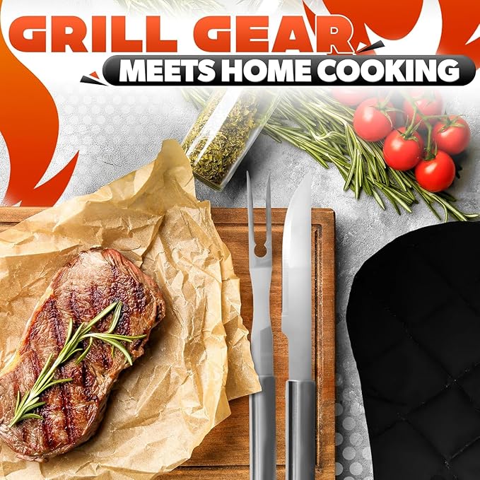 27 PCS Grill Accessories for Outdoor Grill – Stainless Steel BBQ Tools Grilling Tools Set, Organized in Case with Thermometer, Injector & More – Complete Kit for Cooking, Camping & Backyard Barbeque