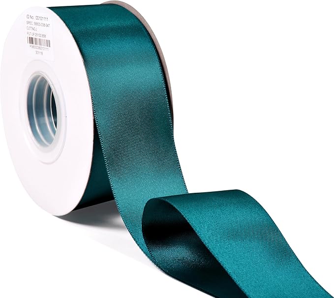 YAMA Double Face Satin Ribbon - 1 1/2 Inch 25 Yards for Gift Wrapping Ribbons Roll, Teal