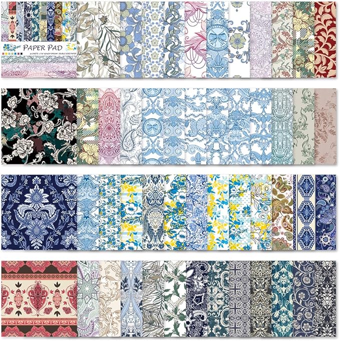 Square Origami Paper 6x6 Double Sided 50 Sheets 50 Colors 70GSM Origami Kit Japanese Chiyo Easy Fold Arts Crafts DIY Handwork Baroque