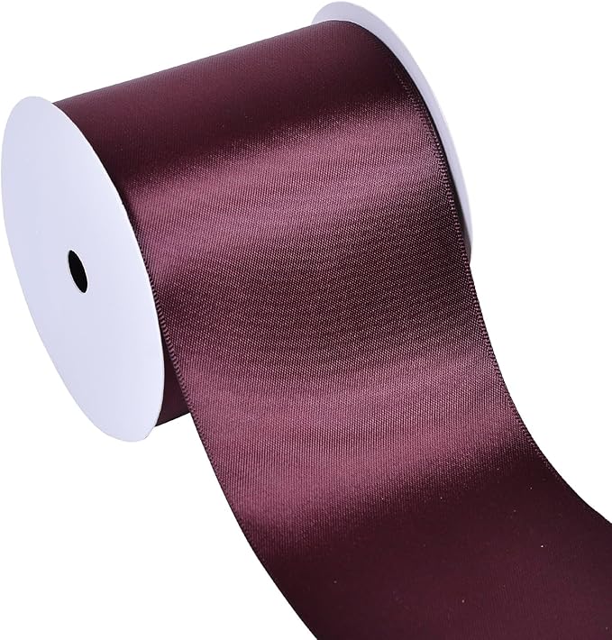 YAMA Burgundy Double Faced Satin Ribbon, 3 Inch 10 Yards, Great for Crafts Bows Flower Bouquet Wedding Home Decor Gift Wrapping