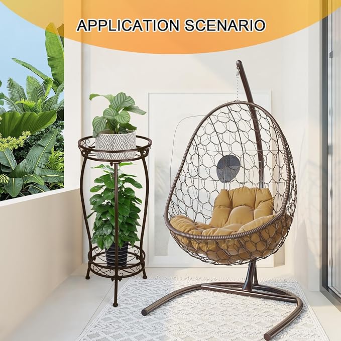 2 Tier Rustproof Iron Plant Stand - Heavy Duty Outdoor Plant Stands For Patio, Balcony Or Garden Or Planter Corner - Plant Stand Indoor (Bronze)