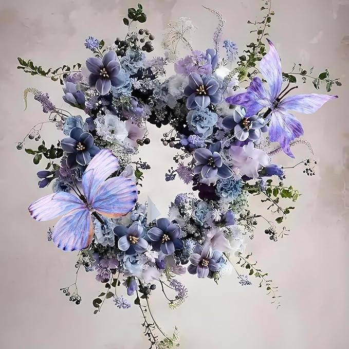 12 PCS Artificial Fabric Butterflies, 2 Sizes Reusable Butterly Crafts Decor, DIY 3D Butterfly Decorations for Fake Flowers Floral Nursery Wedding Tea Party Birthday Easter Spring. (Purple Large)