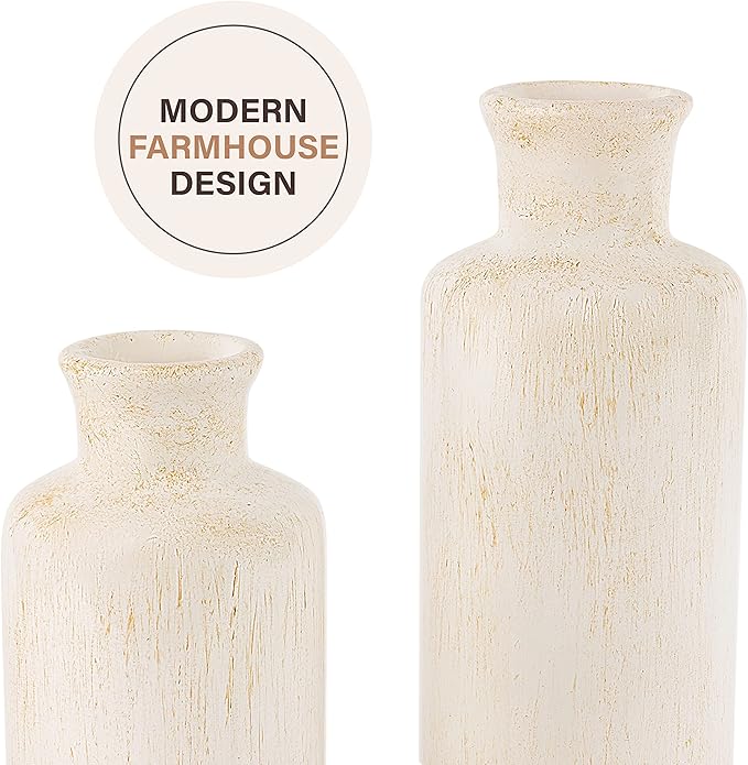 Creative Scents Rustic Luxe Vase Set - Vases for Decor, Perfect for Holding Pampas Grass, Dried/Fresh Flowers, Vases for Your Kitchen, Bedroom, Office, Living Room, Bathroom, or Shelf Decor