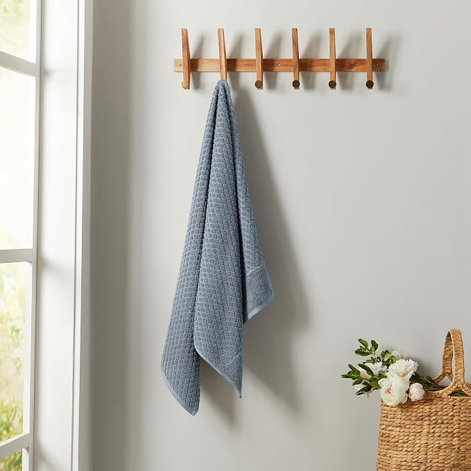 Great Bay Home Blue Washcloths - 100% Cotton 6 Pack 13x13 Washcloth Set - Absorbent, Durable, Quick-Dry Face Towels for Bathroom (Chambray Blue)