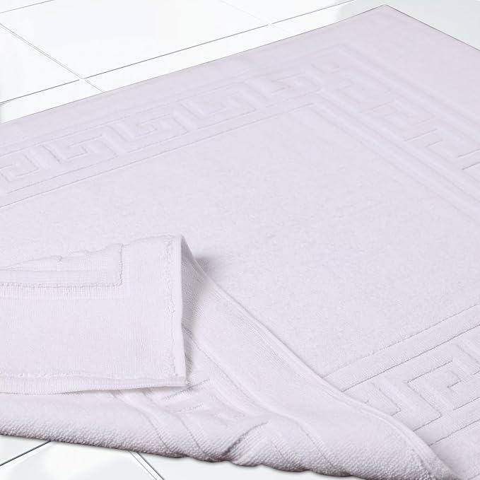 Superior Heavyweight Cotton Bath Mats, Bath Rugs For Bathroom Accessories, Washable Rug For Shower, Bath, Toilet, Modern Decor, No Backing, Luxury Hotel And Spa Quality, Set of 2, 22" x 35", White