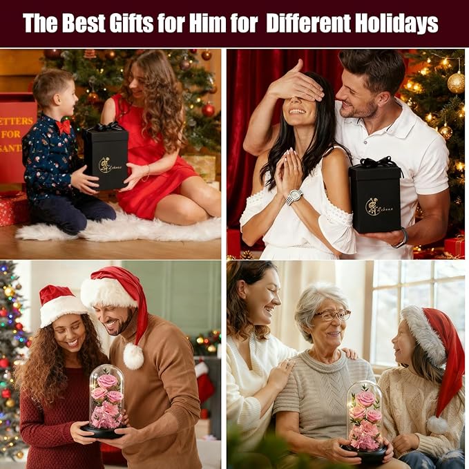 Birthday Gifts for Women Mom Fresh Flowers for Delivery Prime Forever Preserved Rose in Glass Dome Gifts for Her Girlfriend Grandma Daughter Wife Valentines Mothers Day Christmas Anniversary-Pink