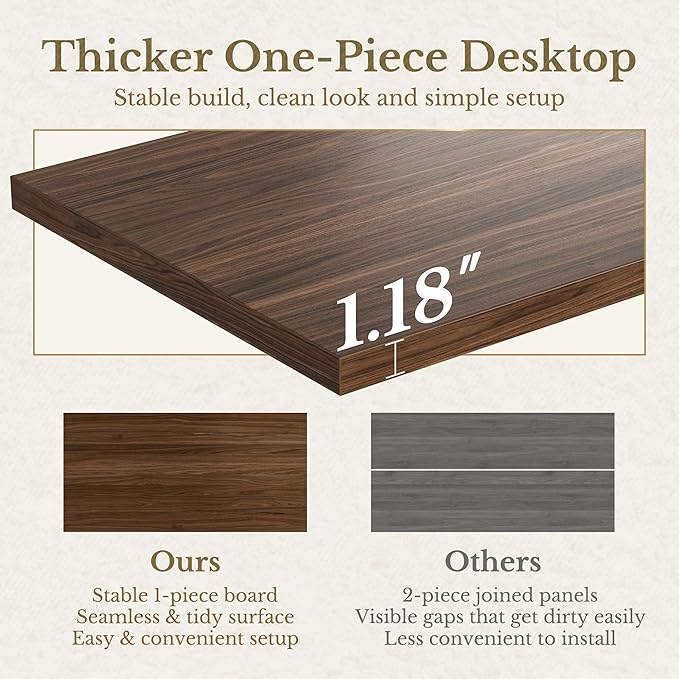 70" Standing Desk with Storage, Executive Electric Height Adjustable Stand Up Desk with AC/USB, Privacy Panel, Large One-Piece Destop, Fluted Computer Desk, Black Walnut