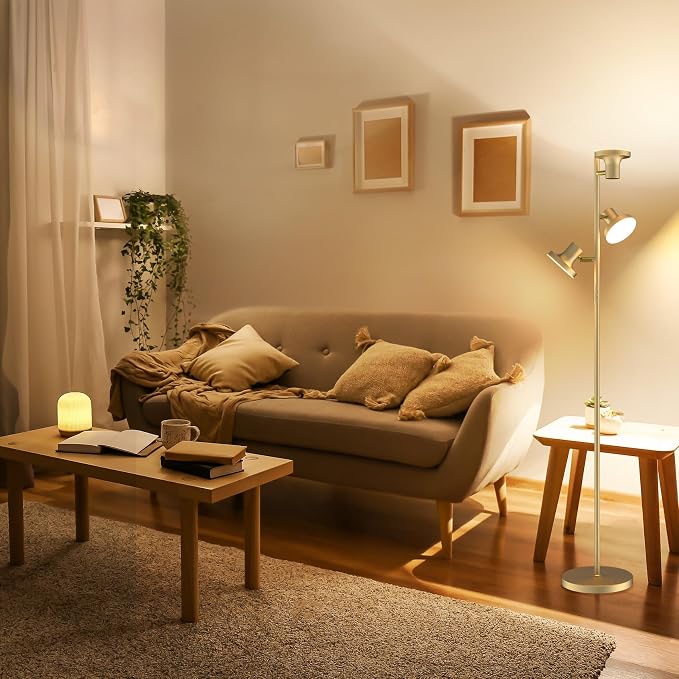 SIBRILLE 36W LED Tree Floor Lamp, Modern Dimmable Standing Lamp with Remote & Touch Control, 4 Color Temperatures, 3 Rotatable LED Light Floor Lamps for Living Room, Bedroom, Office