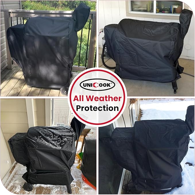Unicook Grill Cover Compatible with Traeger Pro 22/ Pro 575 Series Wood Pellets, Heavy Duty Waterproof Full-Length Outdoor BBQ Smoker Cover, All-Season Protection Grill Accessory