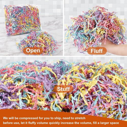 Crinkle Paper Filler - Shredded Paper for Gift Baskets & Boxes | 5oz Grass Cushion Shred for Weddings & Birthdays