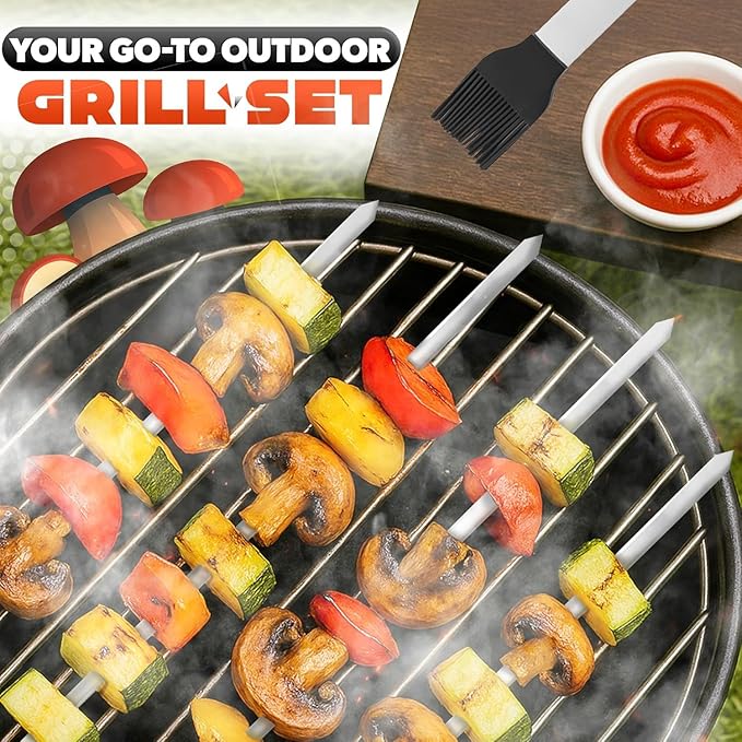 27 PCS Grill Accessories for Outdoor Grill – Stainless Steel BBQ Tools Grilling Tools Set, Organized in Case with Thermometer, Injector & More – Complete Kit for Cooking, Camping & Backyard Barbeque
